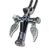 5 Nail Black and Grey Horseshoe Nail Cross