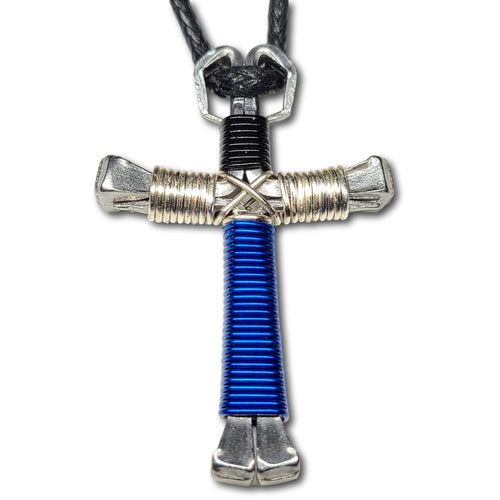 Black/Silver/Blue Horseshoe Nail Cross