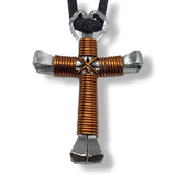 Brown Horseshoe Nail Cross Necklace