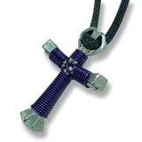 Dark Purple Horseshoe Nail Cross Necklace