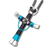 Swag Black & Peacock Blue Horseshoe Nail Cross