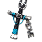 Swag Black & Peacock Blue Horseshoe Nail Cross