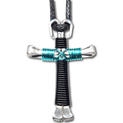 Black & Seafoam Green Horseshoe Nail Cross