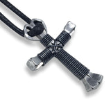 Gunmetal Horseshoe Nail Cross Necklace