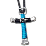 Peacock Blue & Black Horseshoe Nail Cross