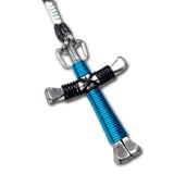 Peacock Blue & Black Horseshoe Nail Cross