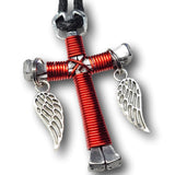 Red Horseshoe Nail Cross Key Chain