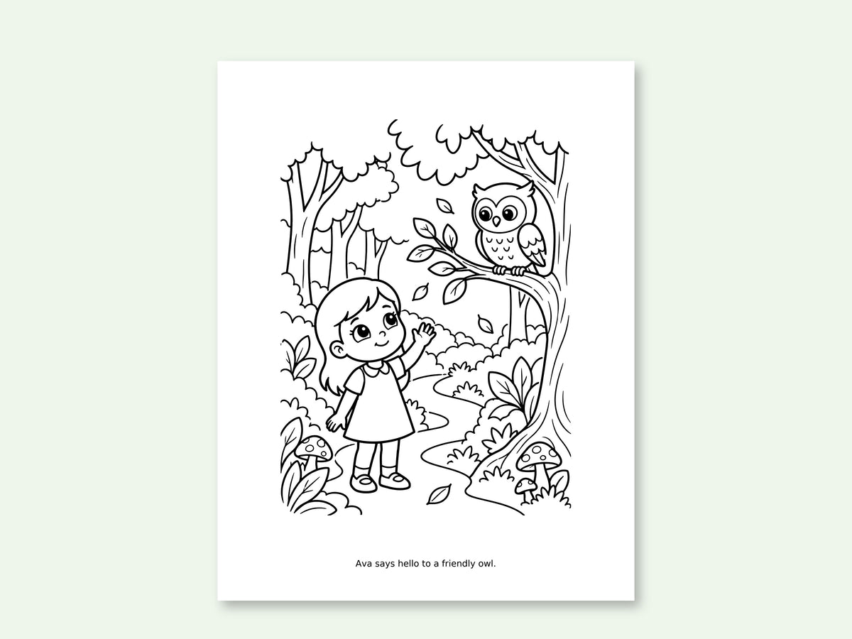 Ava and the Forest of Gentle Lights Coloring Book - Printable Unicorn & Woodland Coloring Pages for Kids (Instant Download)