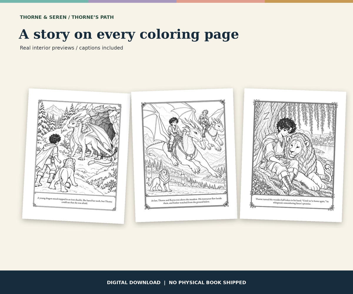 Thorne & Seren: The Dragon in the Snow (Book 2) — Printable Fantasy Coloring Book