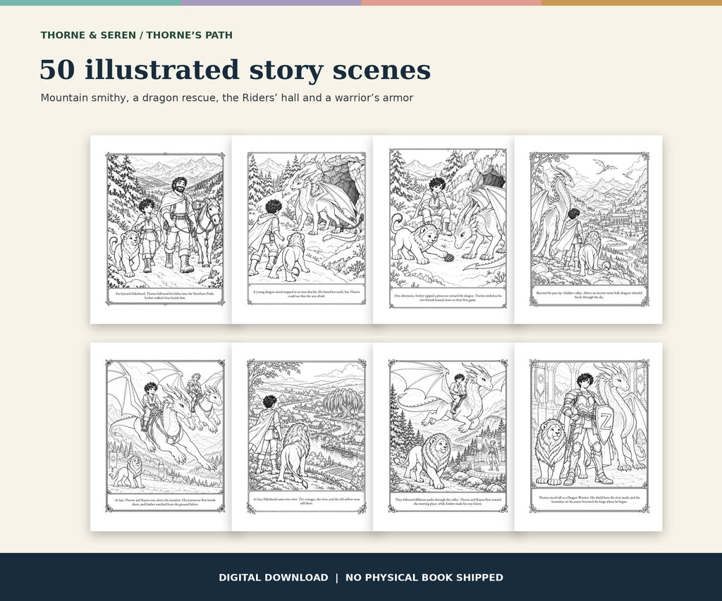 Thorne & Seren: The Dragon in the Snow (Book 2) — Printable Fantasy Coloring Book