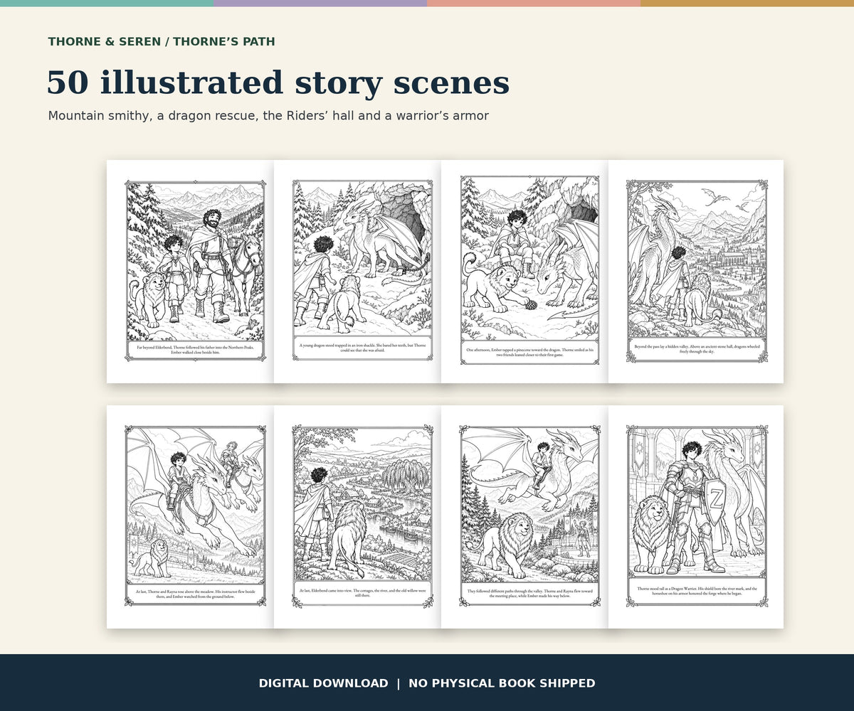 Thorne & Seren: The Dragon in the Snow (Book 2) — Printable Fantasy Coloring Book