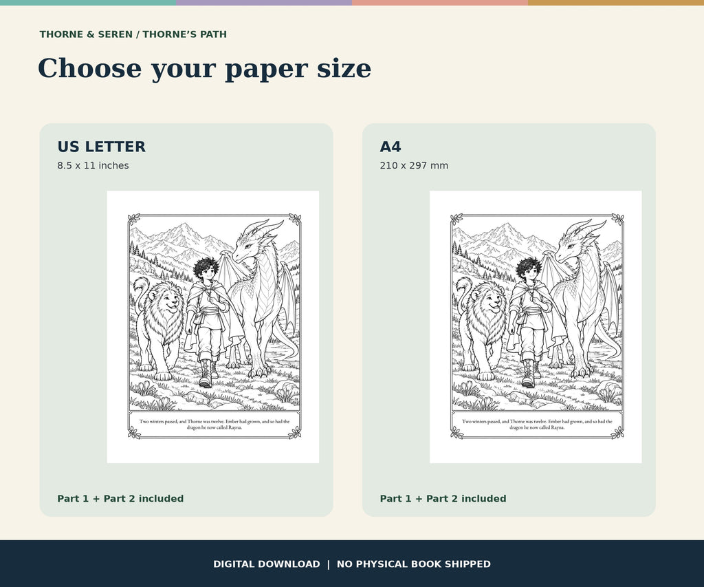 Thorne & Seren: The Dragon in the Snow (Book 2) — Printable Fantasy Coloring Book