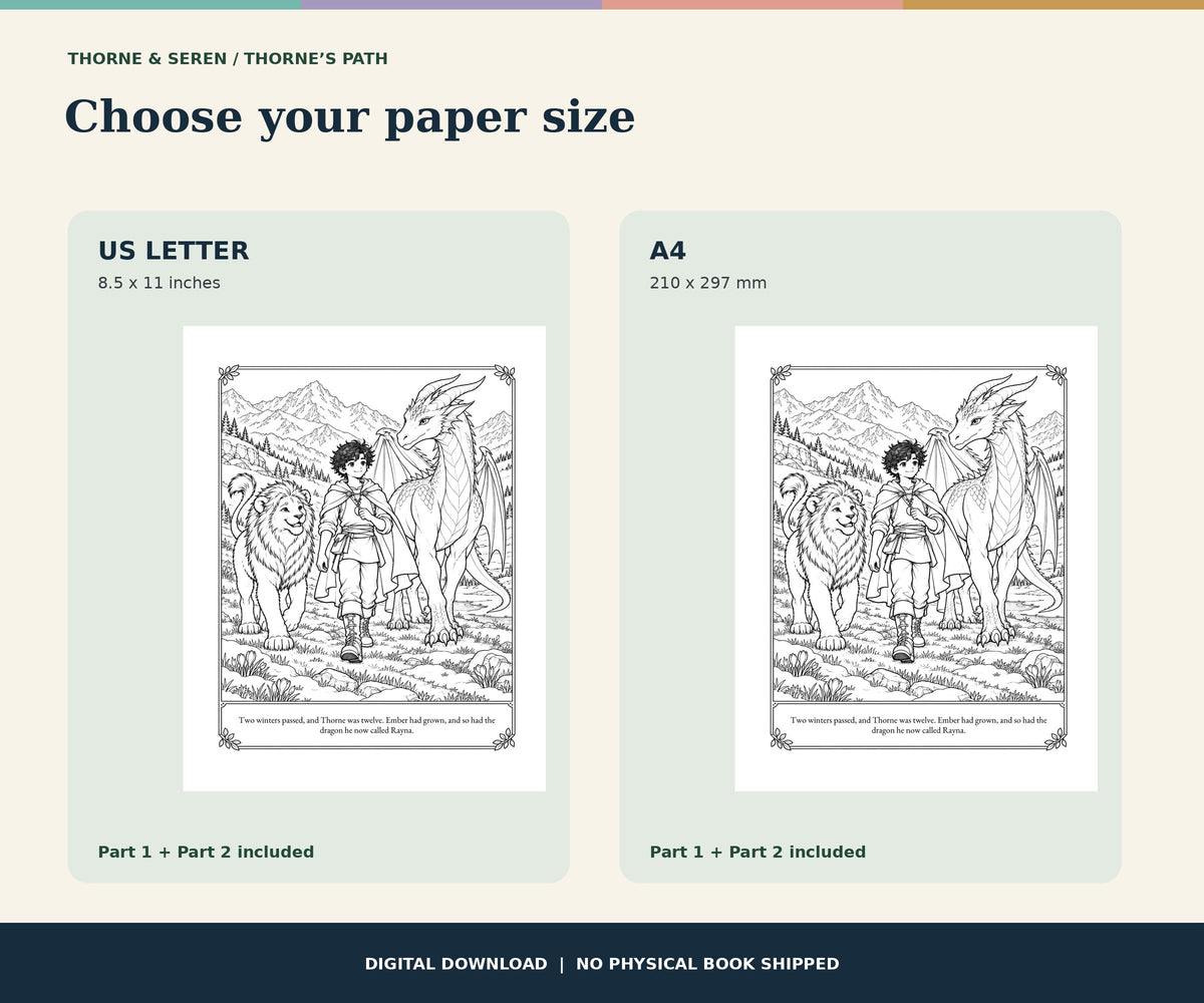 Thorne & Seren: The Dragon in the Snow (Book 2) — Printable Fantasy Coloring Book