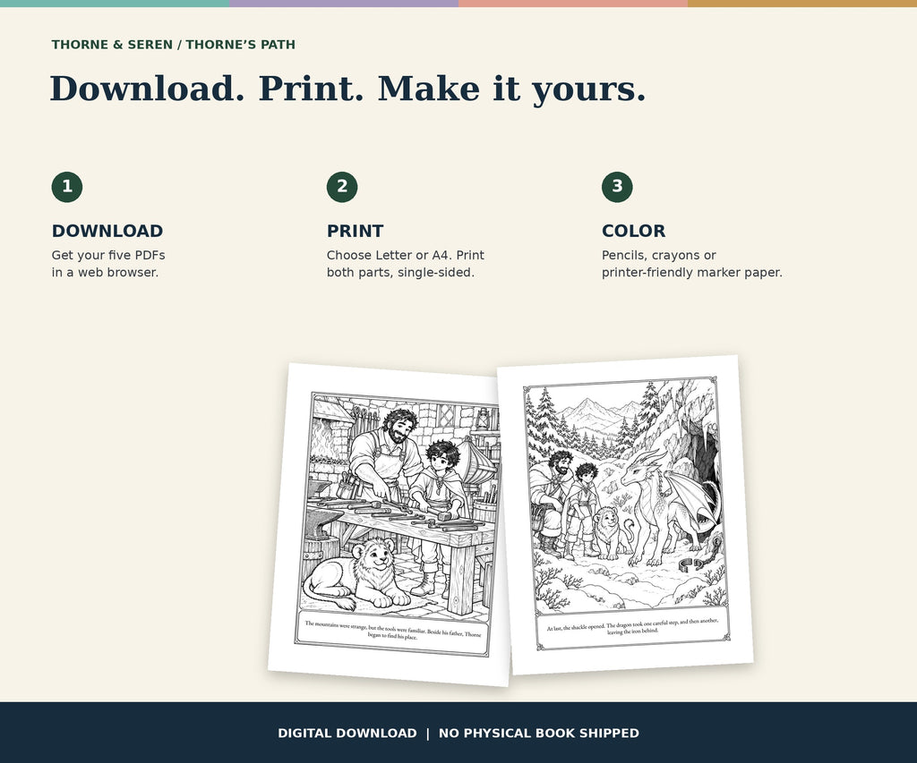 Thorne & Seren: The Dragon in the Snow (Book 2) — Printable Fantasy Coloring Book