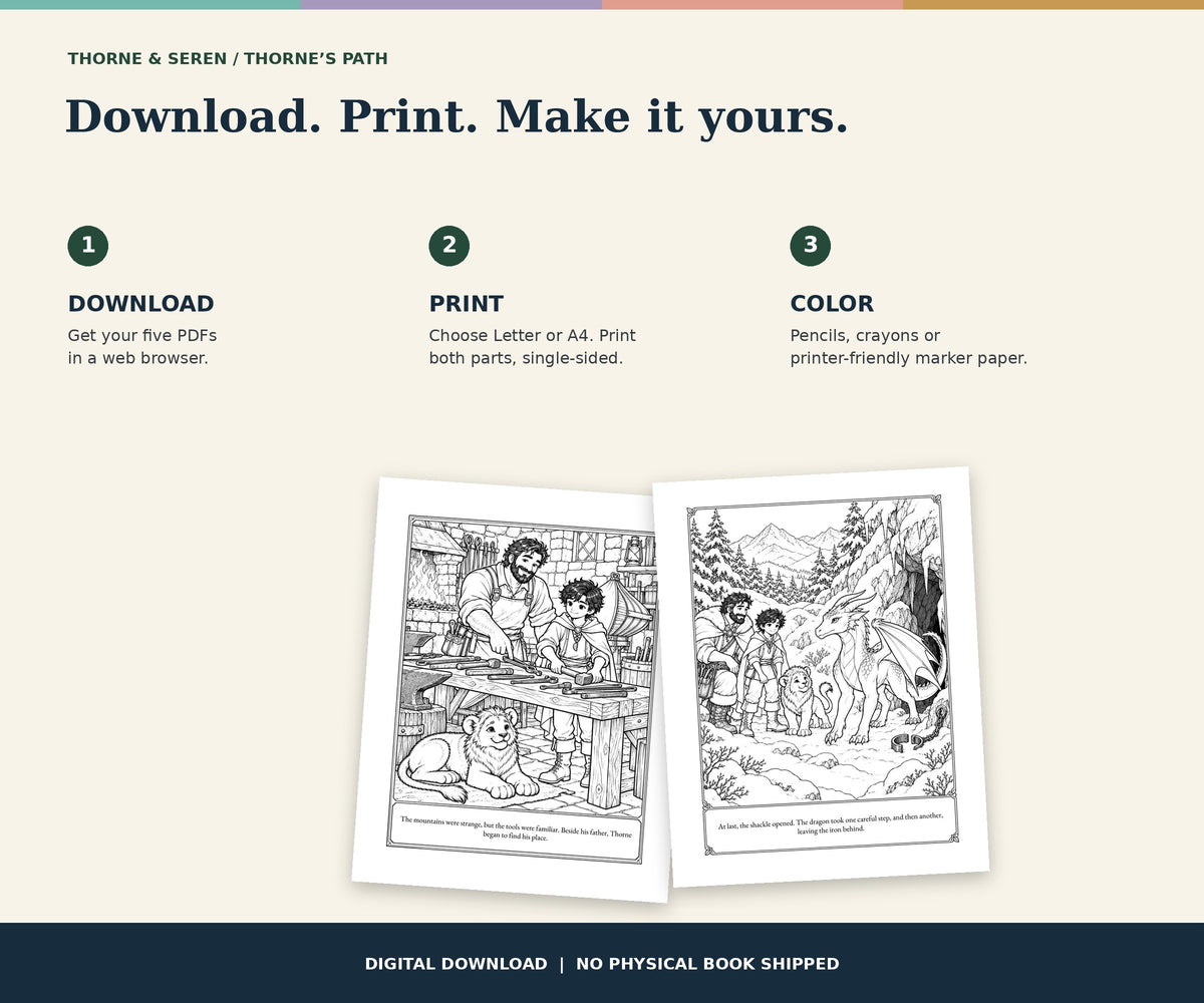 Thorne & Seren: The Dragon in the Snow (Book 2) — Printable Fantasy Coloring Book
