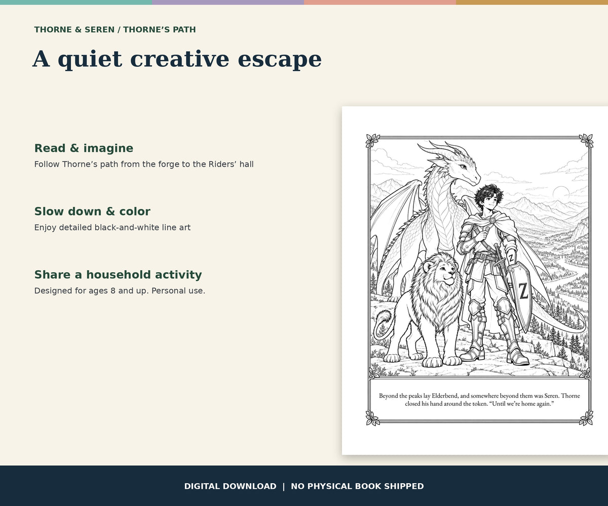 Thorne & Seren: The Dragon in the Snow (Book 2) — Printable Fantasy Coloring Book