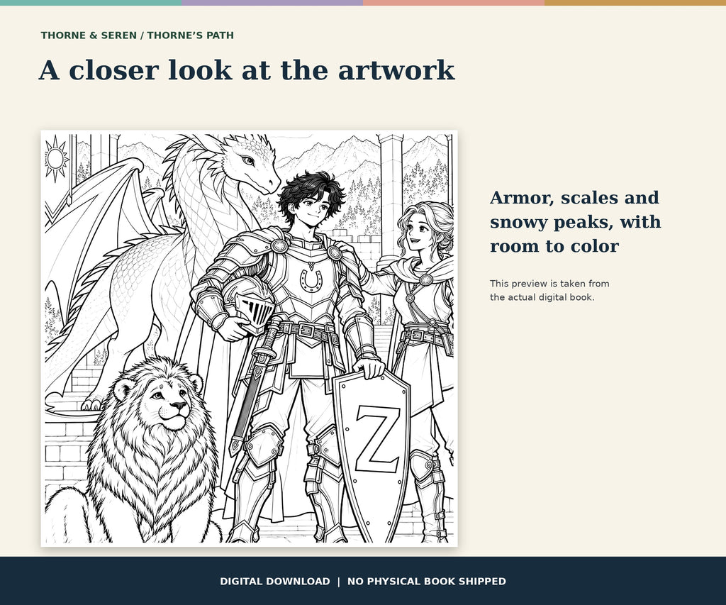 Thorne & Seren: The Dragon in the Snow (Book 2) — Printable Fantasy Coloring Book