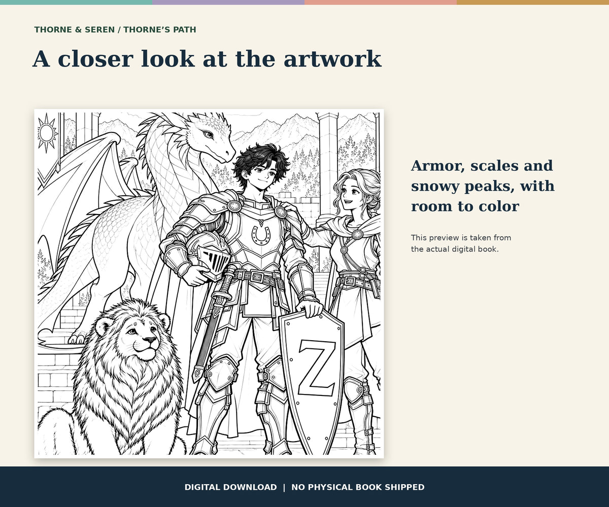 Thorne & Seren: The Dragon in the Snow (Book 2) — Printable Fantasy Coloring Book