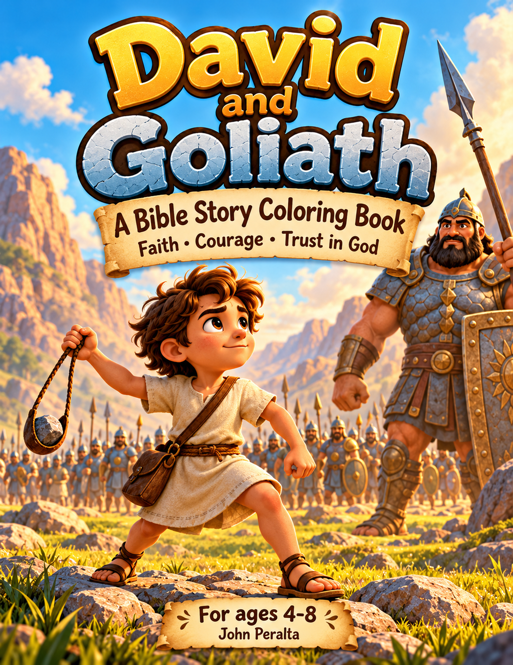 David and Goliath Coloring Book - Printable Bible Story Coloring Pages for Kids (Instant Download)