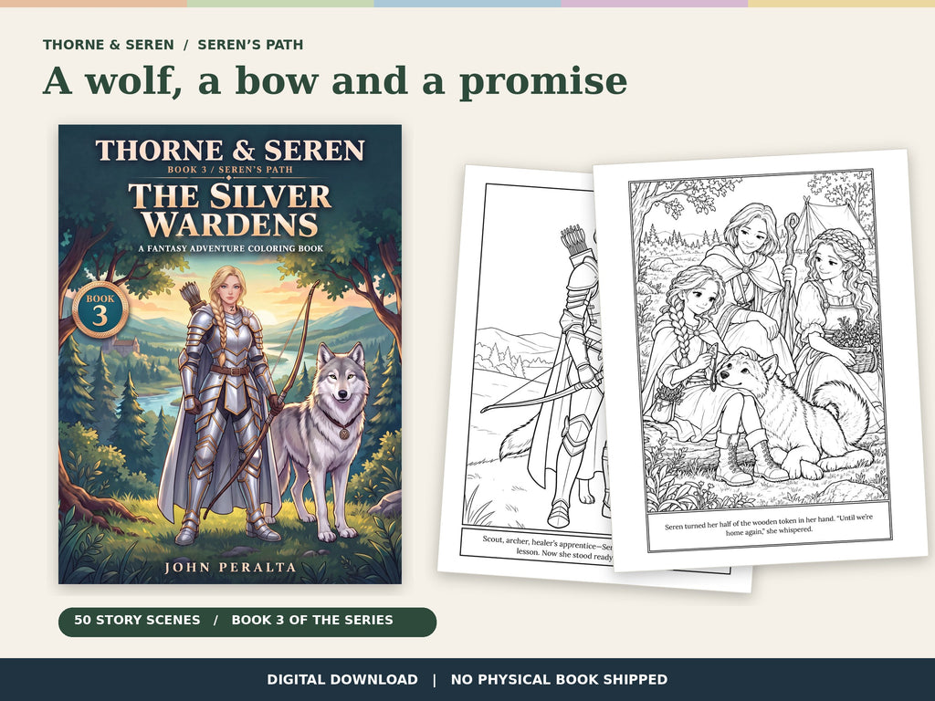 Thorne & Seren: The Silver Wardens (Book 3) — Printable Fantasy Coloring Book