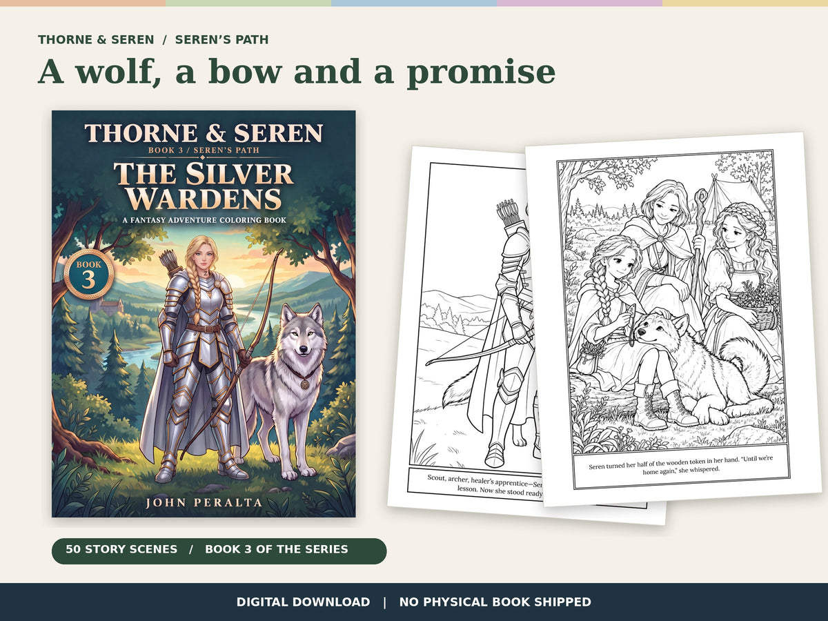 Thorne & Seren: The Silver Wardens (Book 3) — Printable Fantasy Coloring Book