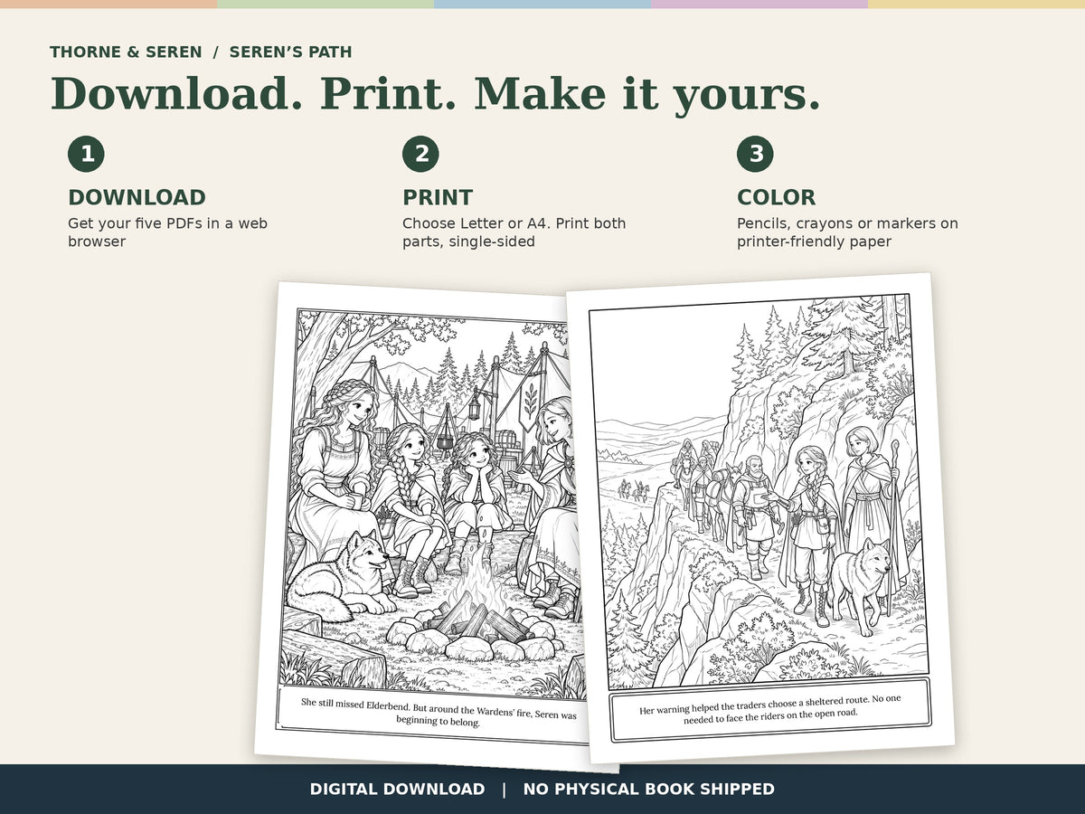 Thorne & Seren: The Silver Wardens (Book 3) — Printable Fantasy Coloring Book
