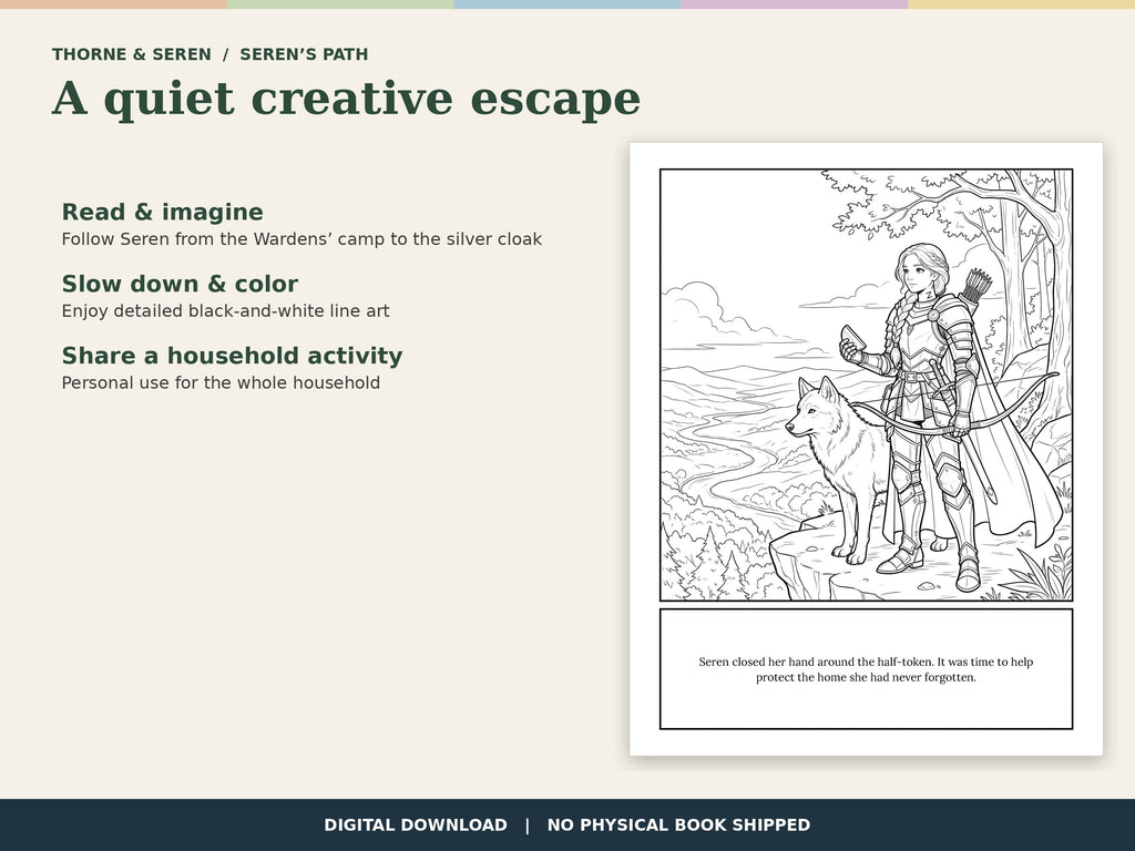 Thorne & Seren: The Silver Wardens (Book 3) — Printable Fantasy Coloring Book