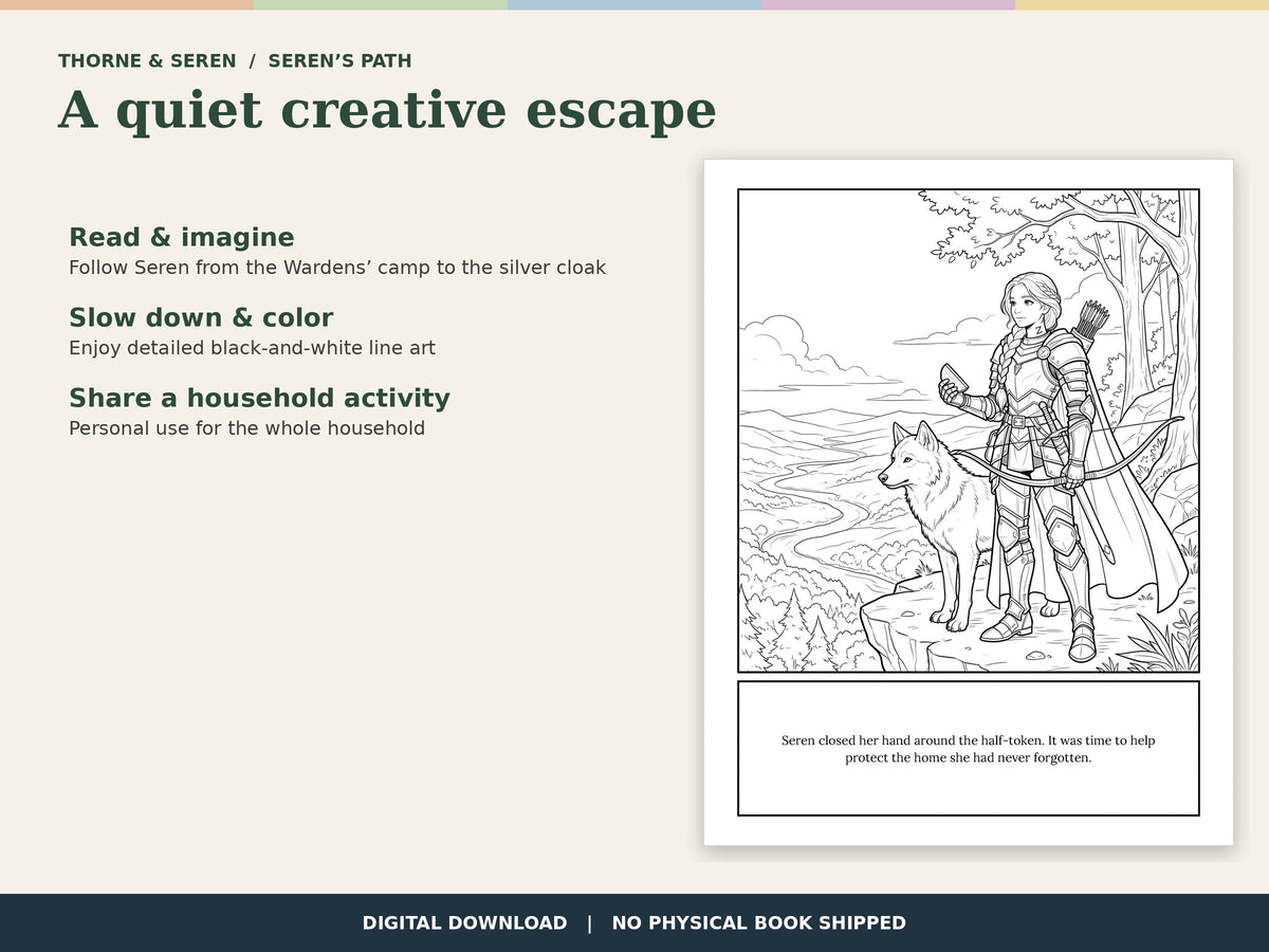 Thorne & Seren: The Silver Wardens (Book 3) — Printable Fantasy Coloring Book