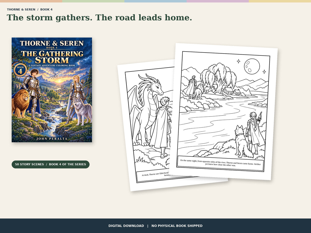 Thorne & Seren: The Gathering Storm (Book 4) — Printable Fantasy Coloring Book