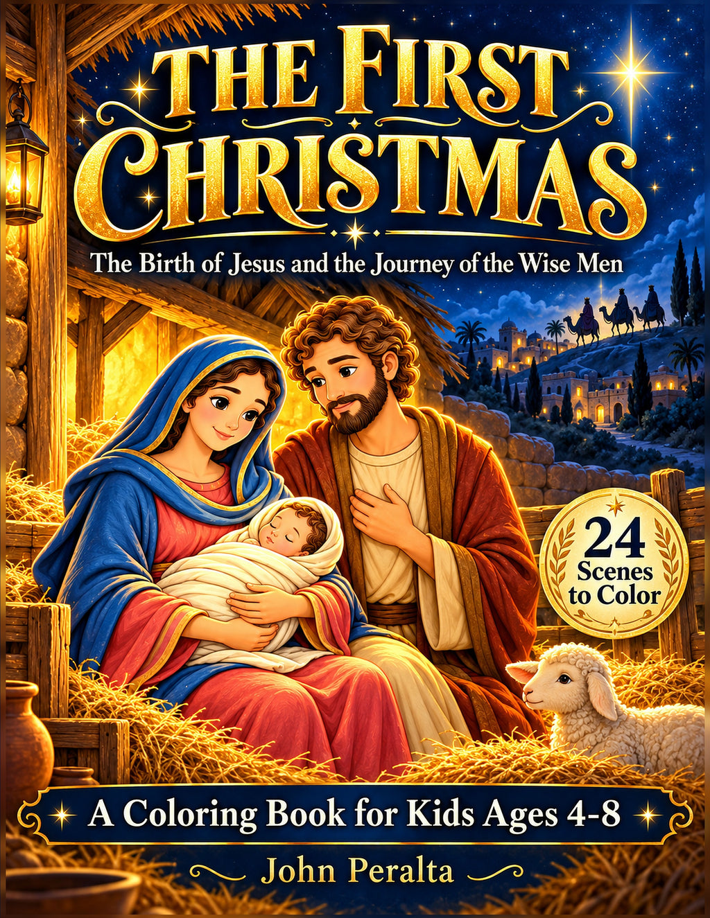 The First Christmas Coloring Book - Nativity Story for Kids Ages 4-8 (Instant Download)