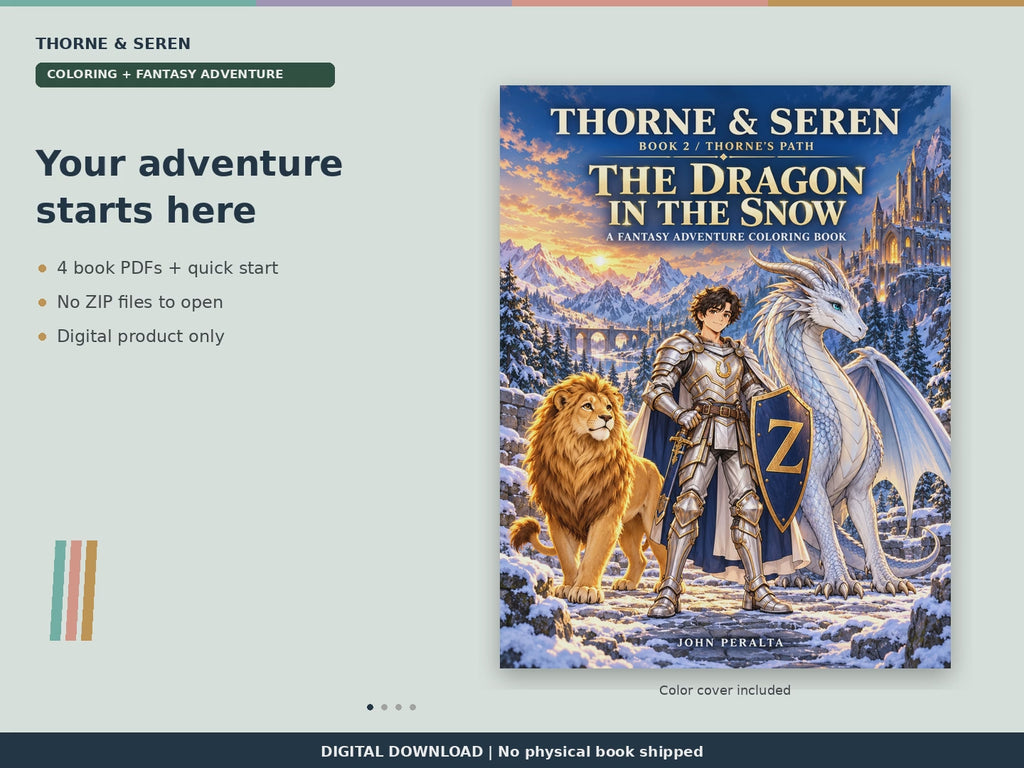 Thorne & Seren: The Dragon in the Snow (Book 2) — Printable Fantasy Coloring Book