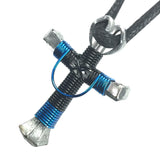 Swag Black & Blue Horseshoe Nail Cross Necklace