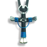 Swag Black & Blue Horseshoe Nail Cross Necklace