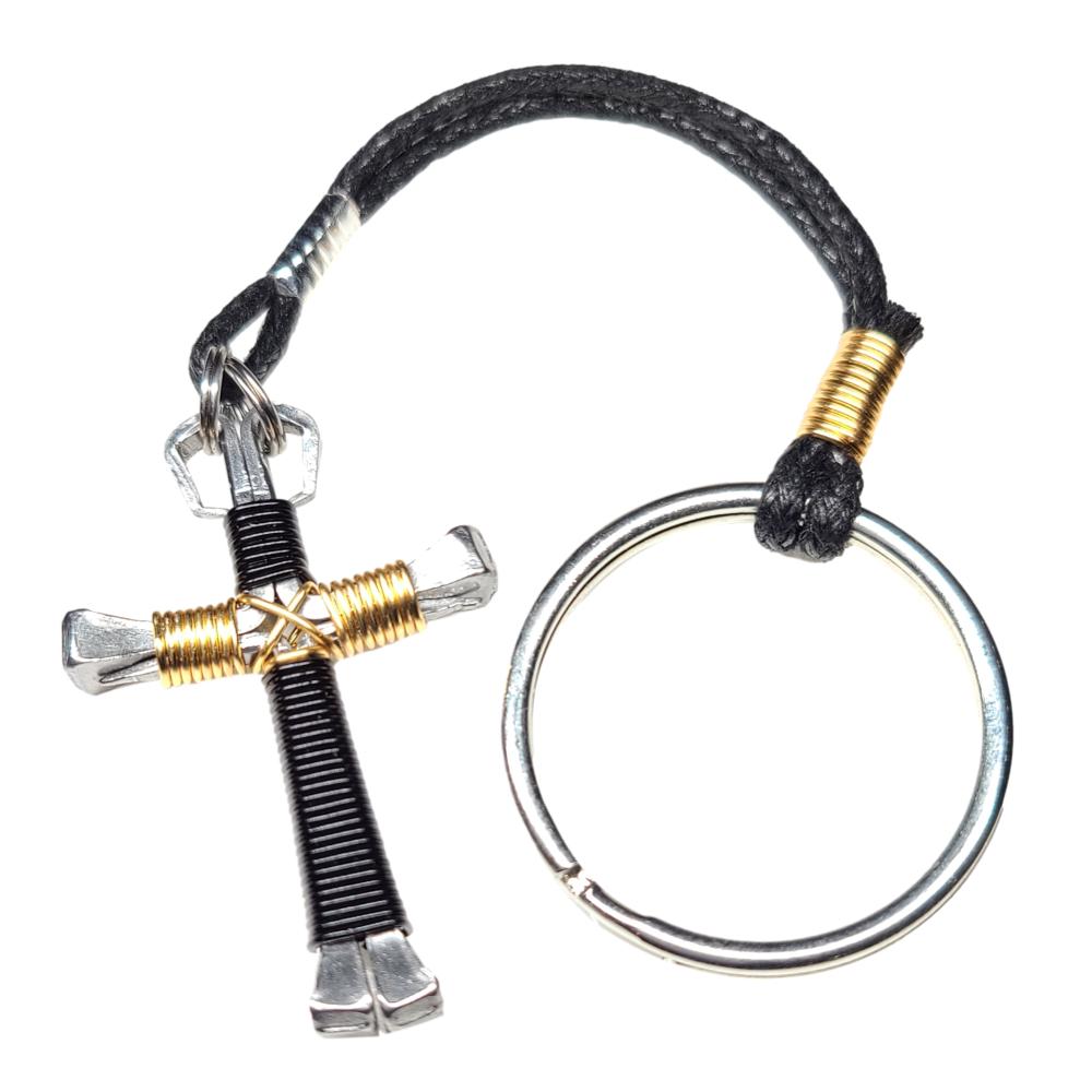 Black & Gold Horseshoe Nail Cross