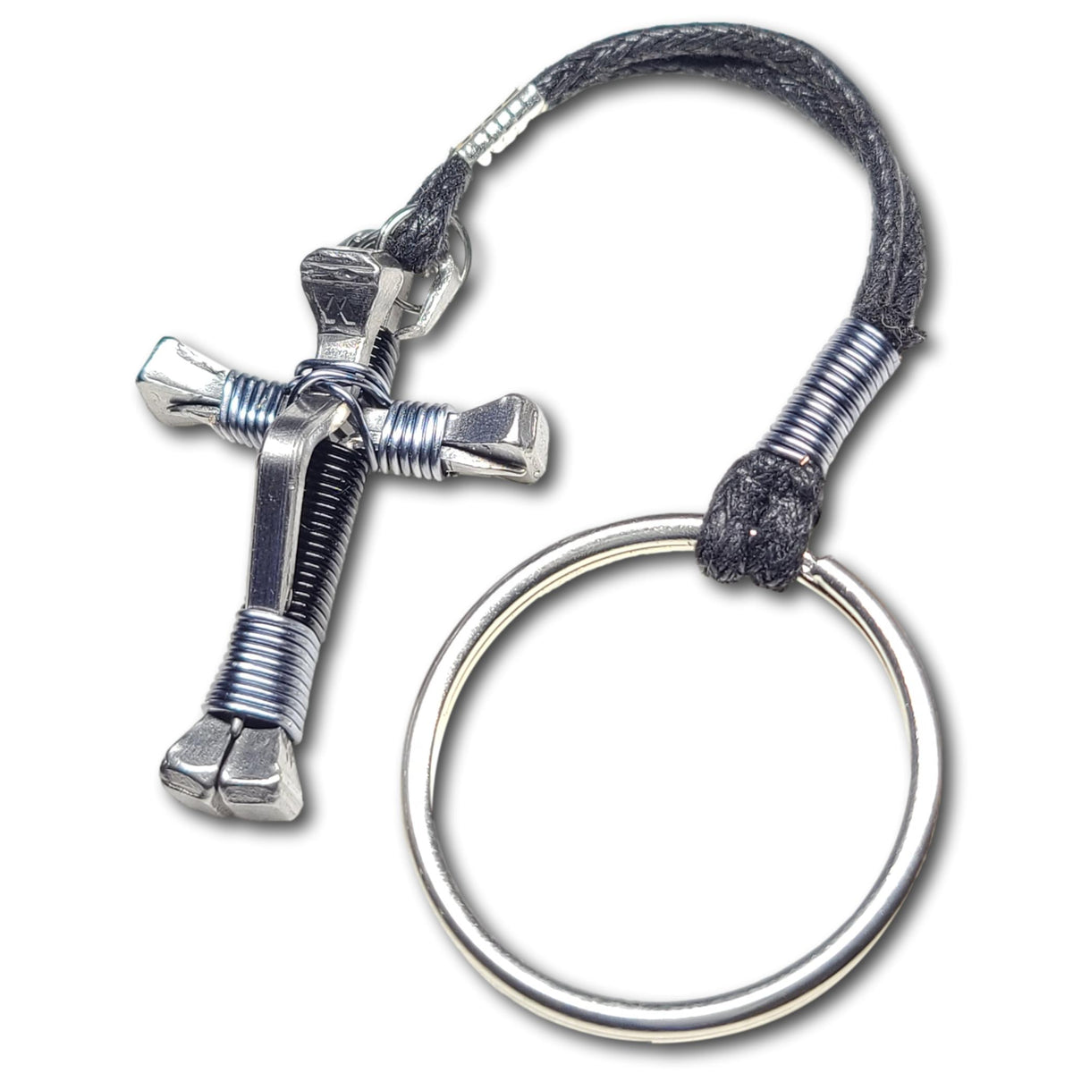 5 Nail Black and Grey Horseshoe Nail Cross