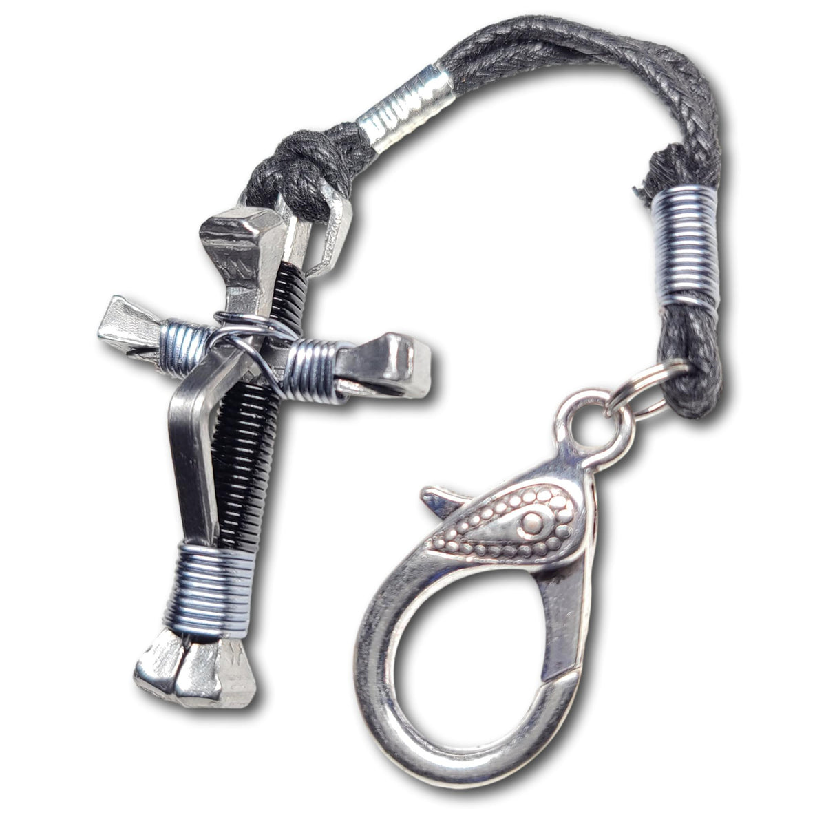 5 Nail Black and Grey Horseshoe Nail Cross