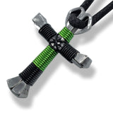 Sport Lime & Black Horseshoe Nail Cross Necklace