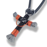 Swag Black & Orange Horseshoe Nail Cross Necklace