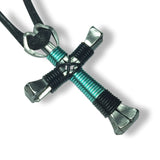 Sport Black & Seafoam Green Horseshoe Nail Cross Necklace