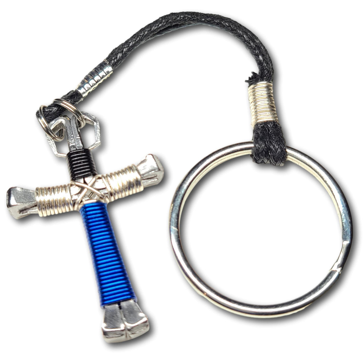 Black/Silver/Blue Horseshoe Nail Cross