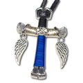 Black/Silver/Blue Horseshoe Nail Cross