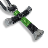Sport Lime & Black Horseshoe Nail Cross Necklace