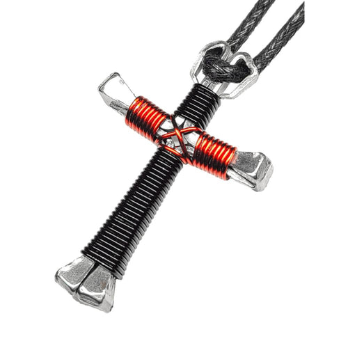 Black & Red Horseshoe Nail Cross