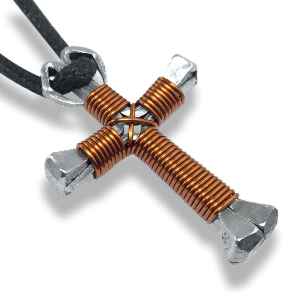 Cross necklace made with nails and wire sales
