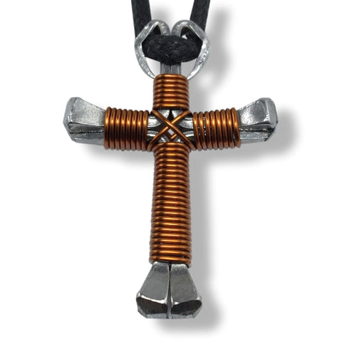 Brown Horseshoe Nail Cross Necklace – Horseshoe Crosses