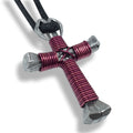 Burgundy Horseshoe Nail Cross Necklace