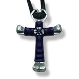 Dark Purple Horseshoe Nail Cross Necklace