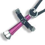 Hot Pink & Black Horseshoe Nail Cross Necklace