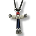 Patriotic Red/White/Blue Horseshoe Nail Cross Necklace
