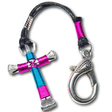 Sport Peacock Blue and Hot Pink Horseshoe Nail Cross